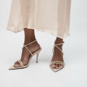 Studded Leather Heeled Sandals